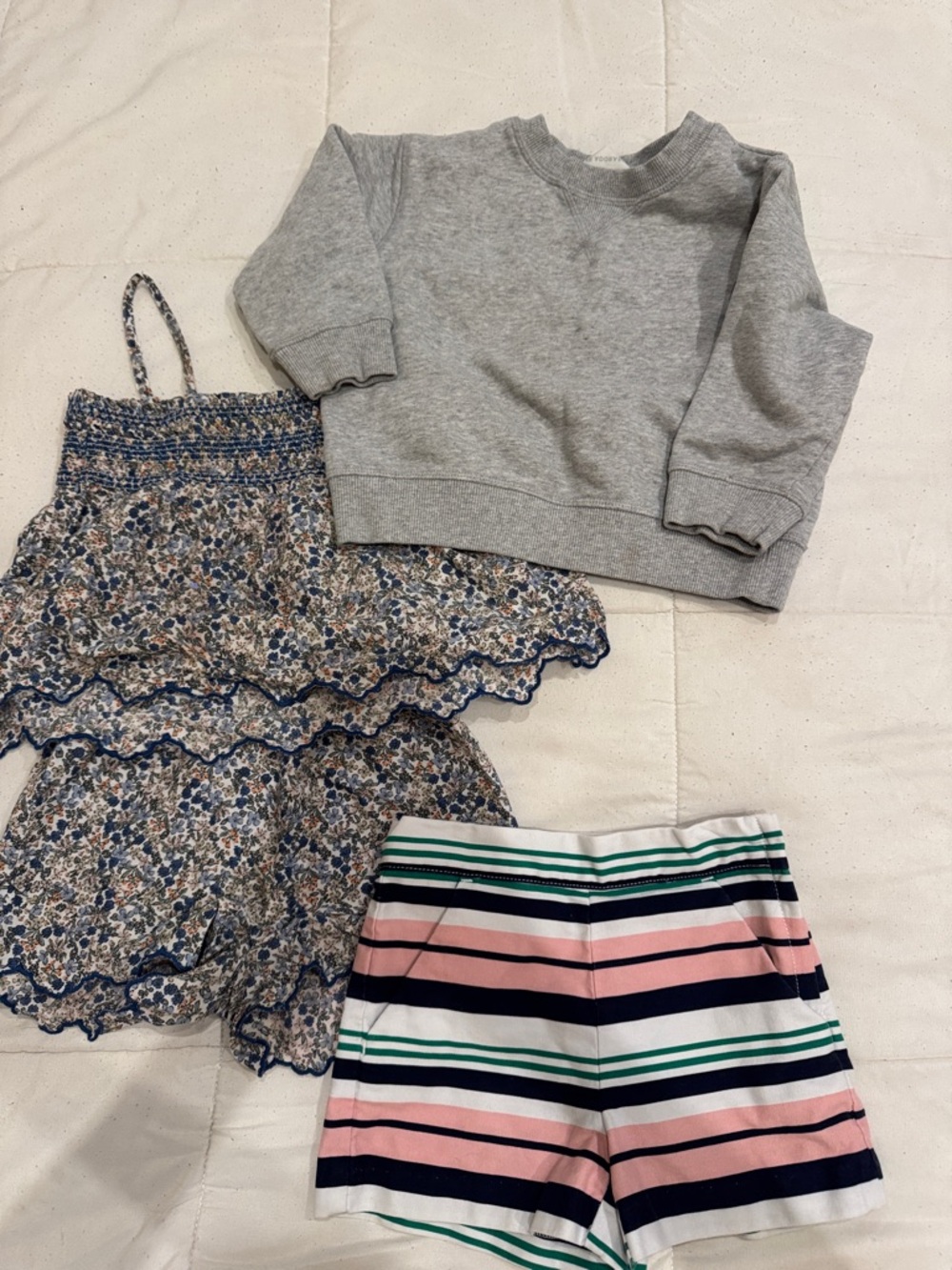 Janie and Jack Striped Pink Navy Green Cotton Shorts